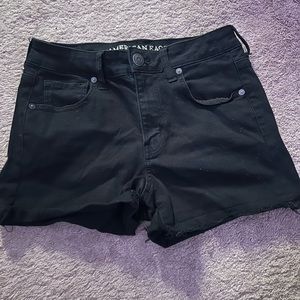 American eagle, black high rise shorts, size 8